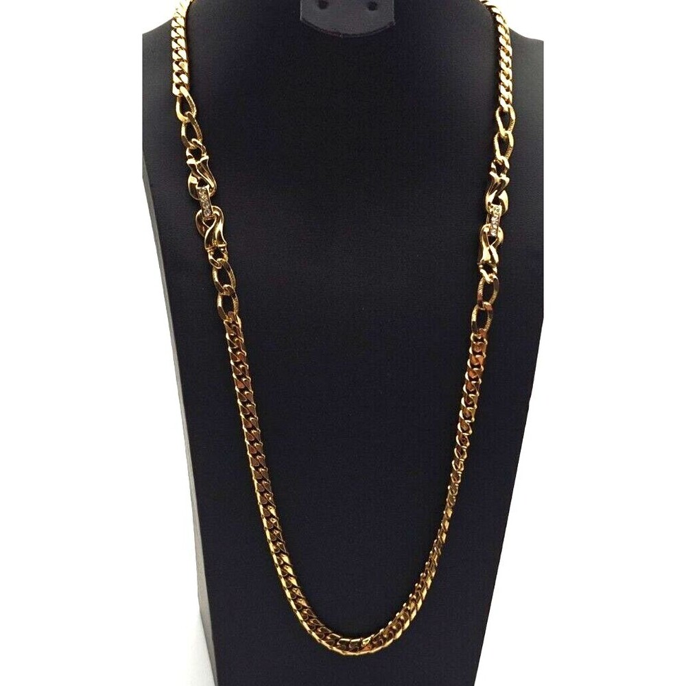 Vtg Park Lane Goldtone 36" Necklace w/ Rhinestone Decoration Bookpiece